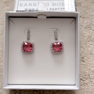 Ring Bomb Party pink topaz and aquamarine rhodium plated earrings